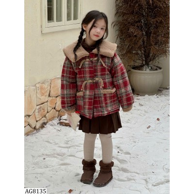 AG8135 ÁO KHOÁC LÓT LÔNG KẺ CHO BÉ