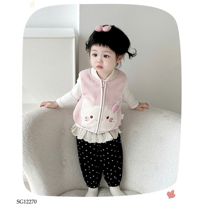 SG12270 SET ÁO KHOÁC GILE MIX QUẦN PHỐI REN NƠ BG