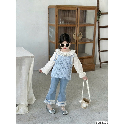 SG12272 SÉT SƠ MI QUẦN JEANS LOE BÁNH BÈO