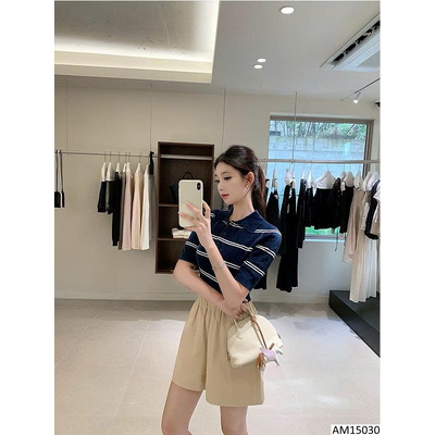 AM15030 ÁO POLO KẺ DÁNG NGẮN QC