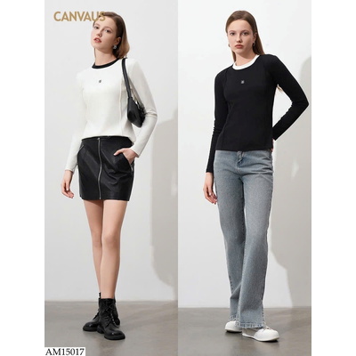 AM15017 ÁO DÀI TAY CỔ TRÒN CANVAUS