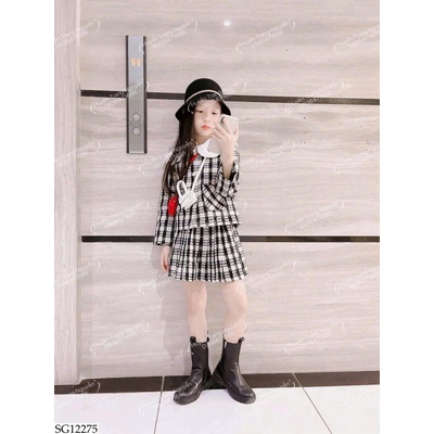 SG12275 SET DẠ TWEED KẺ CARO BG
