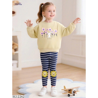 SG12262  SET ÁO NỈ PHỐI QUẦN LEGGING LITTLE MAVEN