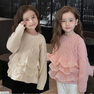 AG8164 ÁO LEN PHỐI VOAN CHO BÉ GÁI