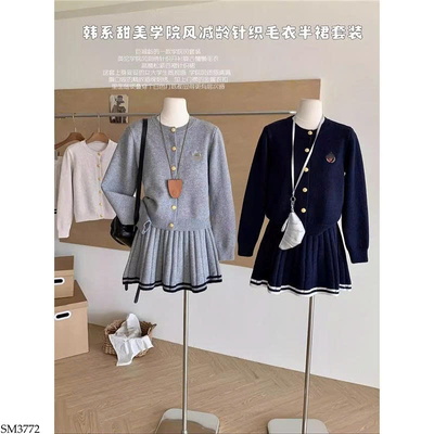 SM3772 SET ÁO LEN CARDIGAN MIX CV XẾP LY