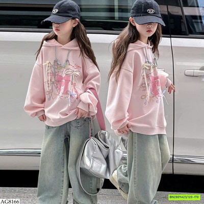 AG8166 ÁO HOODIE HỌA TIẾT NƠ BG
