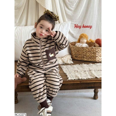 SG12271 BỘ NỈ LÔNG HỌA TIẾT HEY.HONEY