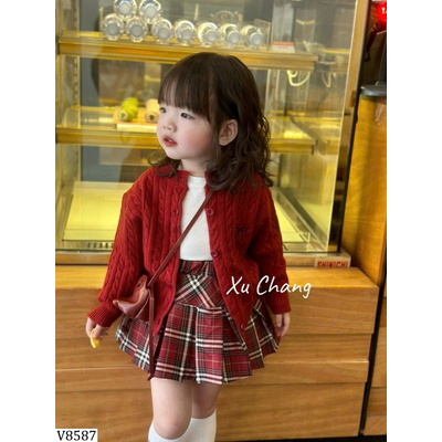 V8587  CHÂN VÁY XẾP LY CHO BÉ