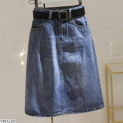 VM3220  VÁY DENIM NỮ XẺ TÀ TÔN DÁNG