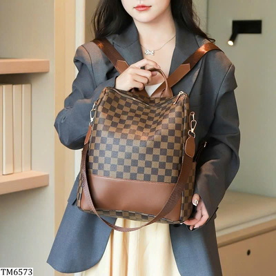 TM6573 BALO DA NỮ HỌA TIẾT KẺ CARO