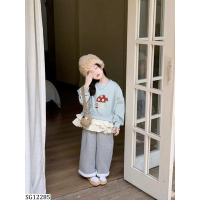 SG12285 SET ÁO NỈ NẤM PHỐI BÈO MIX QUẦN SUÔNG