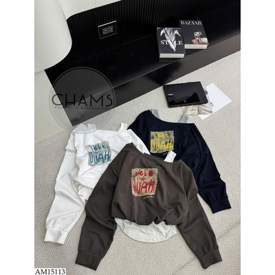 AM15113 ÁO NỈ LỆCH VAI CHO NỮ