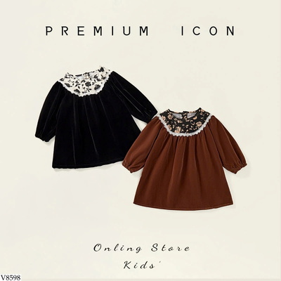 V8598 VÁY NHUNG BÉ GÁI PREMIUM ICON