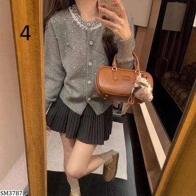 SM3787 SET ÁO LEN CARDIGAN PHỐI CHÂN VÁY XẾP LY