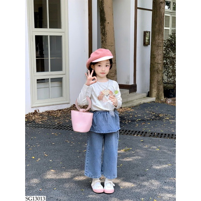 SG13013 SET ÁO CÚN MIX QUẦN JEAN SUÔNG BG