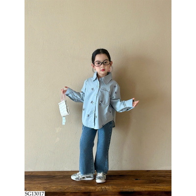 SG13017 SET ÁO SƠ MI NƠ MIX QUẦN JEAN BG
