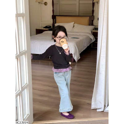 SG13019 SET ÁO DÀI TAY MIX JEAN ỐNG LOE BG