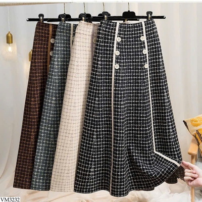 VM3232 CHÂN VÁY DÁNG DÀI KẺ CARO NỮ