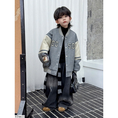 ST6611 SET ÁO BOMBER MIX QUẦN JEAN ỐNG RỘNG 