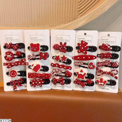 KT1728 SET 15C KẸP TÓC TONE ĐỎ CUTE
