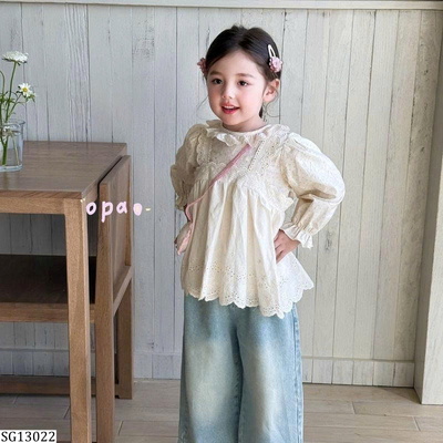 SG13022 SET ÁO BABYDOLL PHỐI QUẦN JEAN SUÔNG