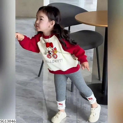 SG13046 SET NỈ KITTY ĐỎ KÈM QUẦN LEGGING