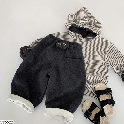 ST6622 SET NỈ ÁO HOODIE KẺ