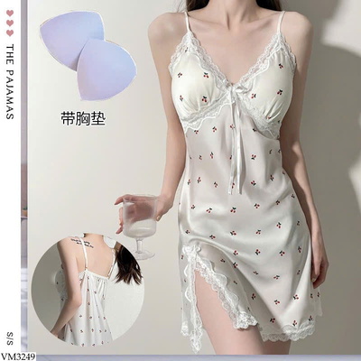VM3249 VÁY NGỦ 2 DÂY PHỐI REN CHO NỮ