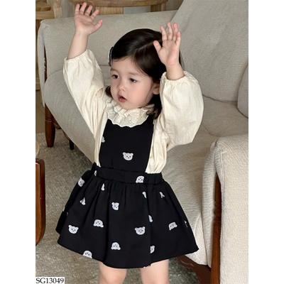 SG13049 SET ÁO BABYDOLL MIX VÁY YẾM GẤU BG