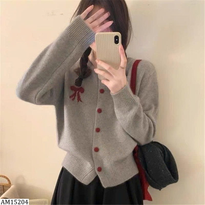 AM15204  ÁO CARDIGAN LEN NƠ CHO NỮ