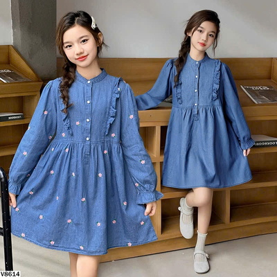 V8614 VÁY BABYDOL DENIM CHO BÉ GÁI