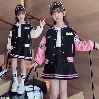 SG13073 SET ÁO BOMBER PHỐI CHÂN VÁY CHO BÉ GÁI