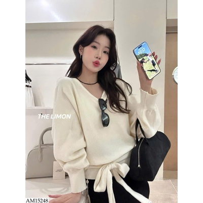 AM15248 ÁO LEN TAY CÁNH DƠI CỔ V The Limon