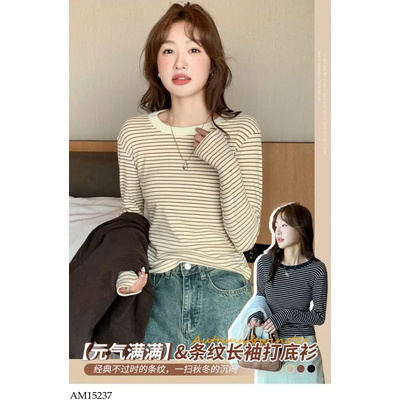 AM15237 ÁO KẺ SỌC CỔ TRÒN