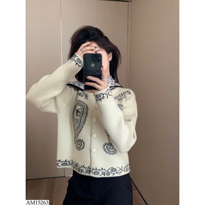 AM15263 ÁO LEN CARDIGAN HỌA TIẾT CỔ ĐIỂN