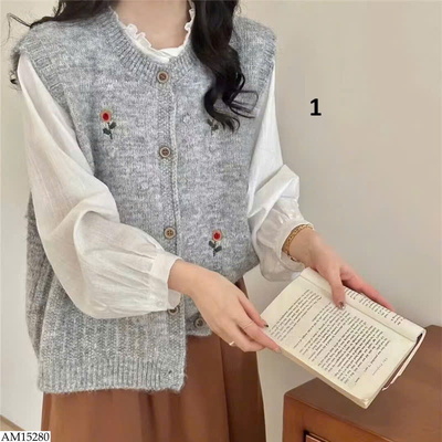 AM15280 ÁO GILE LEN THÊU HOA