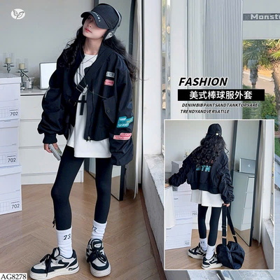 AG8278 ÁO KHOÁC BOMBER DÁNG NGẮN BG