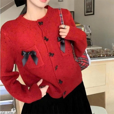 AM15296 ÁO CARDIGAN NƠ TÚI NGỰC