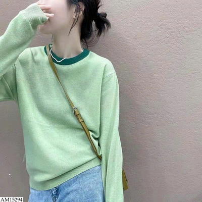 AM15294 ÁO LEN PHỐI CỔ MÀU CHO NỮ