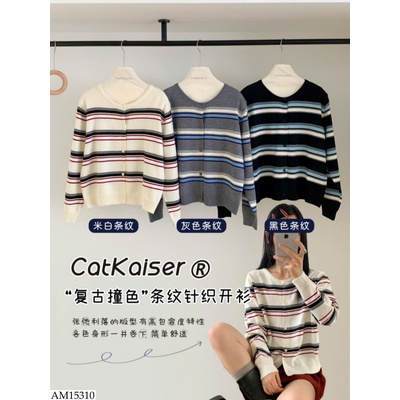 AM15310 ÁO CARDIGAN KẺ CatKaiser