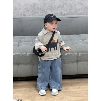 ST6656 ÁO GILE PHỐI QUẦN JEANS CÁ TÍNH