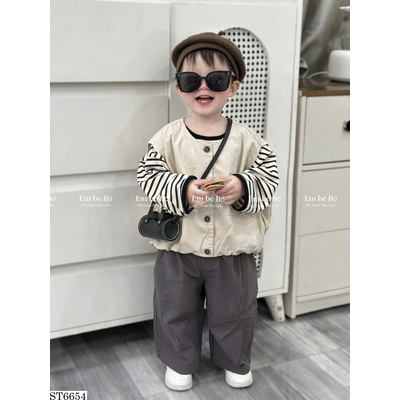 ST6654 SET GILE ÁO KẺ SỌC PHỐI QUẦN BÉ TRAI