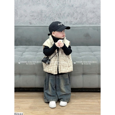 S2444 SET ÁO GILE KẺ CARO PHỐI QUẦN JEANS CÁ TÍNH