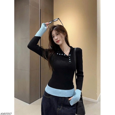 AM15317 ÁO LEN CỔ BẺ KIỂU MỚI 