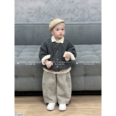 ST6655 SET ÁO CARDIGAN MIX QUẦN SUÔNG BT