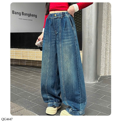 QG4647 QUẦN JEANS SUÔNG GÂN TRƯỚC SZ ĐẠI