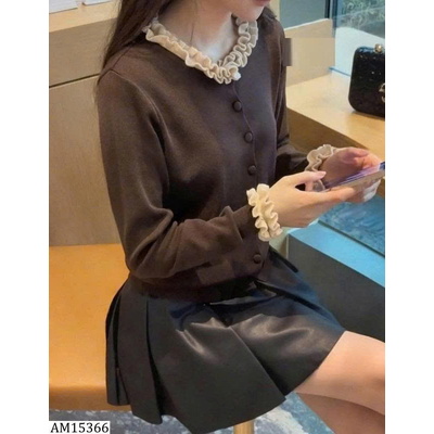 AM15366 ÁO LEN CARDIGAN CỔ BÈO
