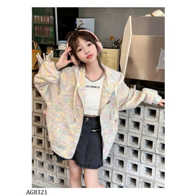 AG8321 ÁO KHOÁC LEN LIỀN MŨ SẮC MÀU