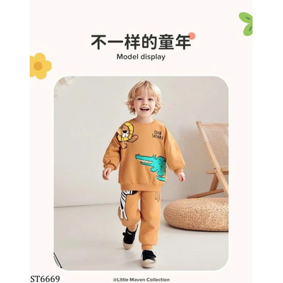 ST6669 BỘ COTTON DÀI TAY HỌA TIẾT CUTE LITTLE MAVEN