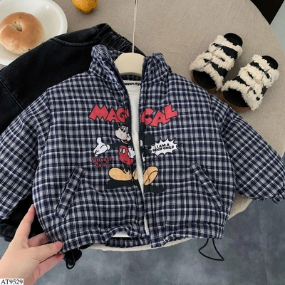 AT9529 ÁO KHOÁC MICKEY KẺ CARO CHO BÉ